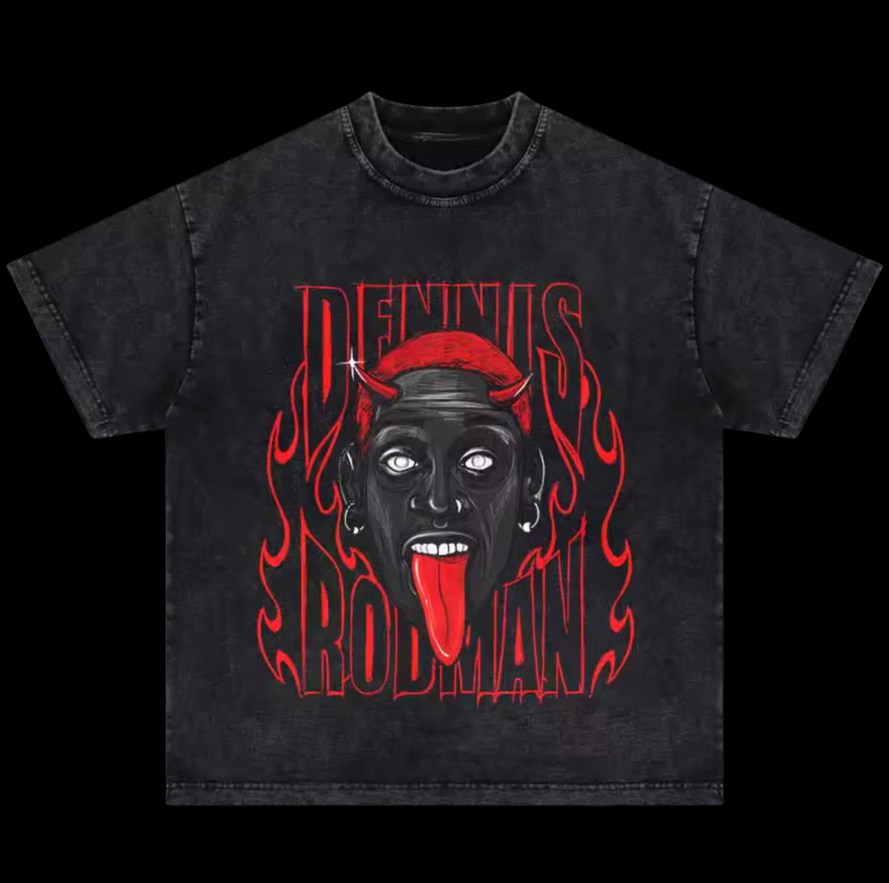 “Dennis Rodman Tee” (Washed Black)